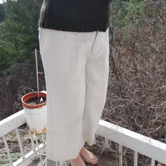 Linen Wide Leg Khaki Ladies Pants - Picture 5 of 9